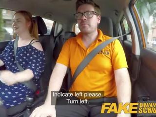 Fake Driving School provocative Redhead Fucks in Car